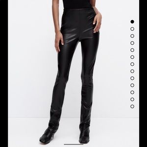 Zara extra long faux leather leggings. Never been worn, NWT. Slit cuff.